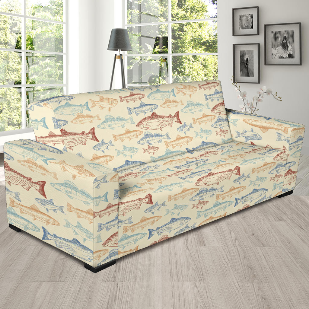 Salmon Fish Print Design LKS302 Sofa Slipcover