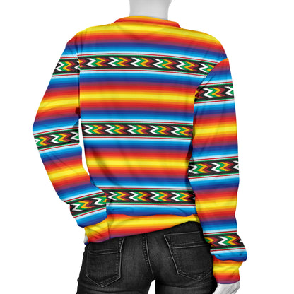Mexican Blanket ZigZag Print Pattern Women Long Sleeve Sweatshirt