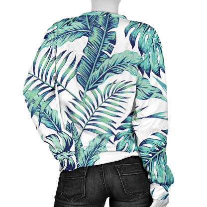 Pattern Tropical Palm Leaves Women Long Sleeve Sweatshirt