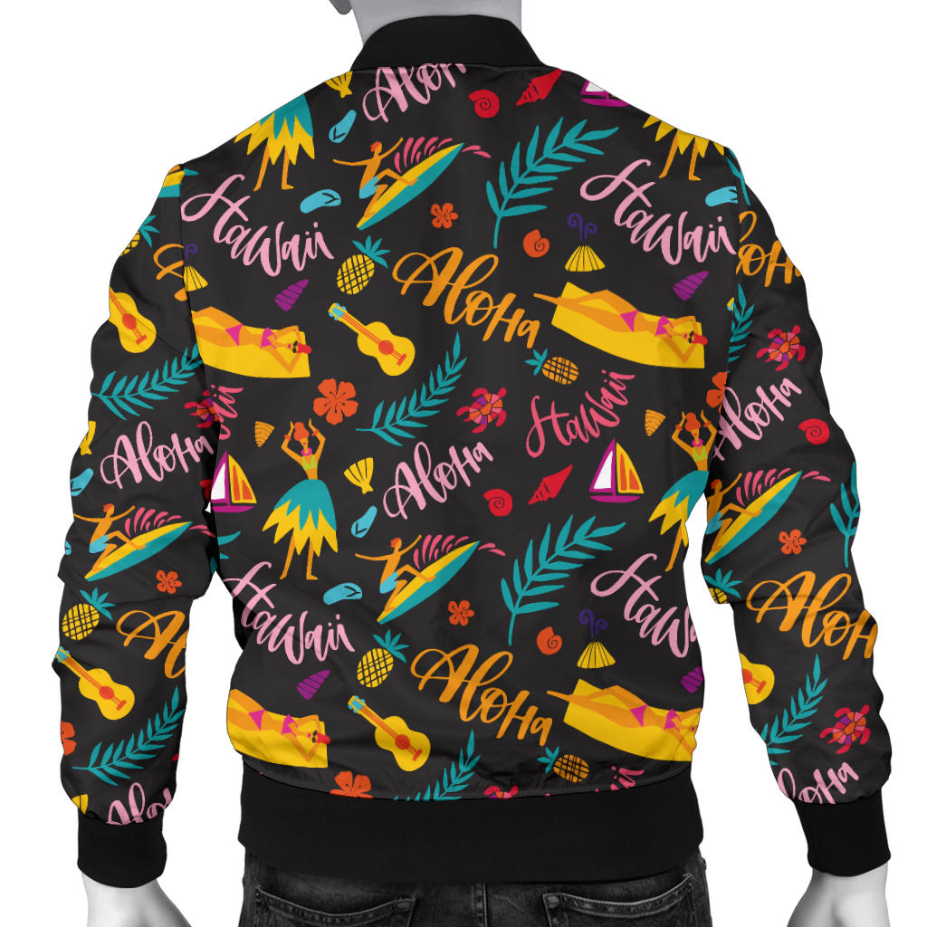 Aloha Hawaii Summer Design Themed Print Men Bomber Jacket
