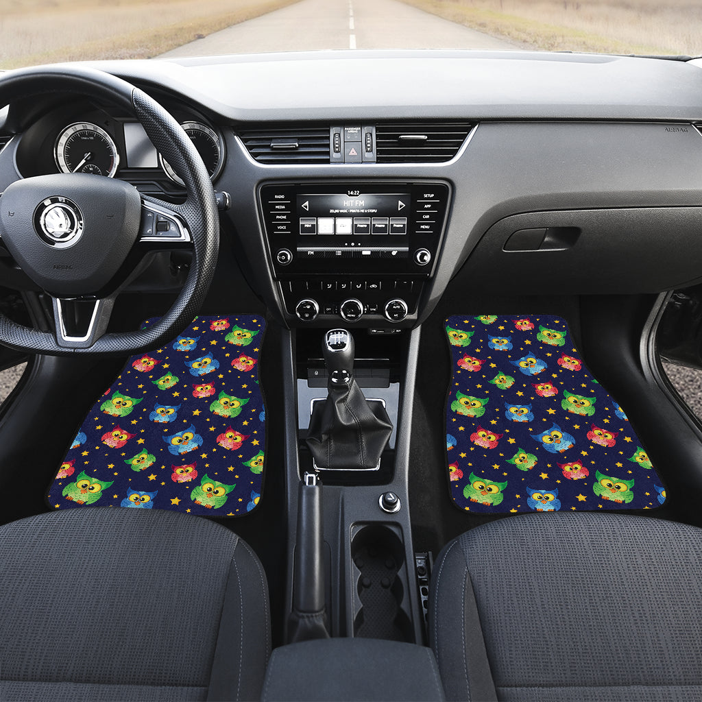Owl with Star Themed Design Print Car Floor Mats Front Back