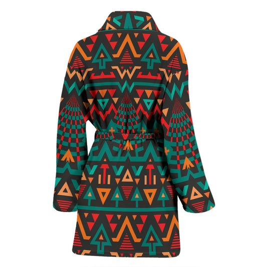 Aztec Pattern Print Design 04 Women Bathrobe