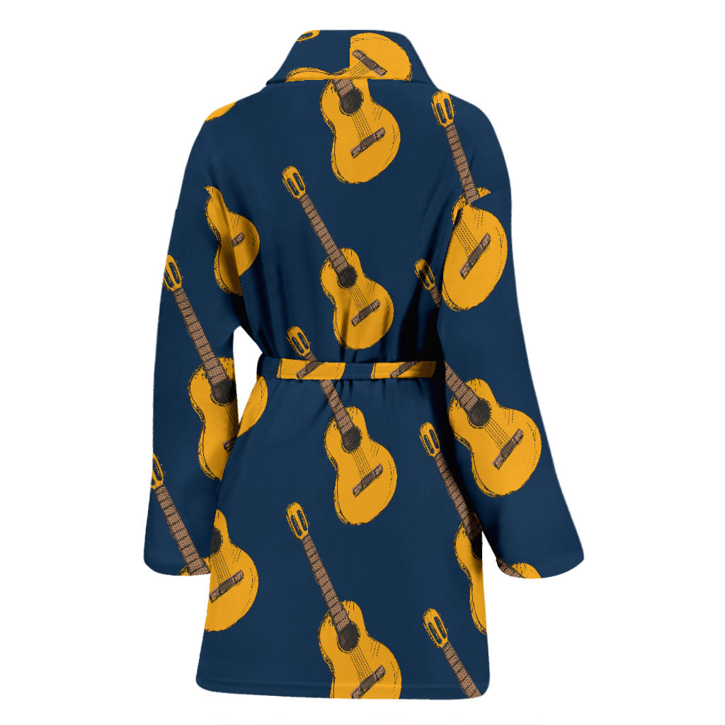 Acoustic Guitar Pattern Print Design 04 Women Bathrobe