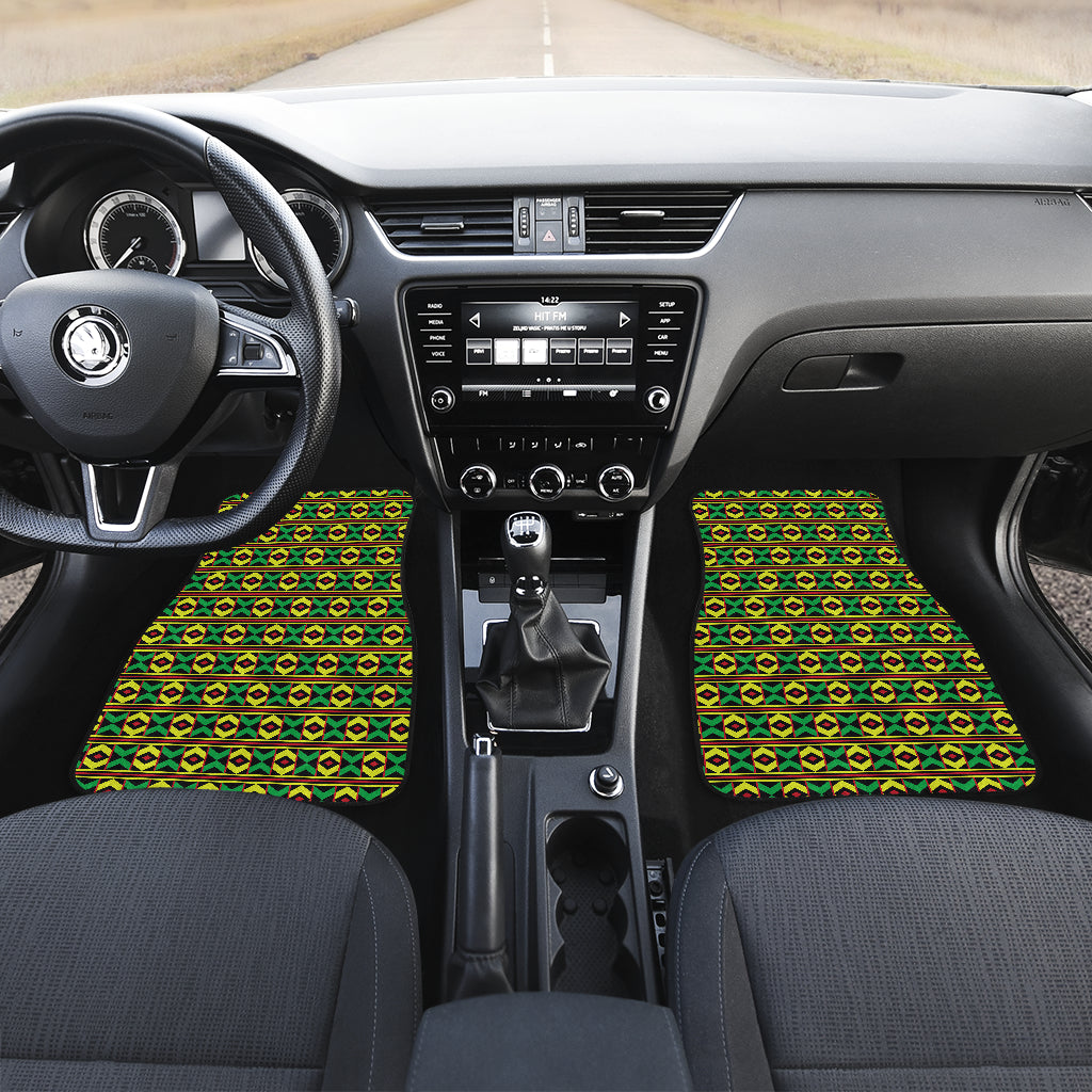 African Geometric Print Pattern Car Floor Mats Front Back