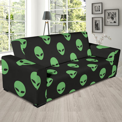 Alien Green Neon Pattern Print Design 01 Sofa Slipcover