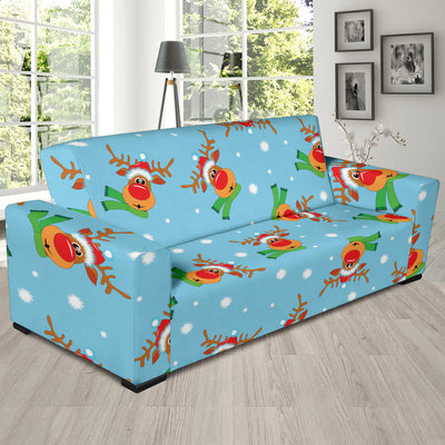 Reindeer cute Pattern Print Design 02 Sofa Slipcover