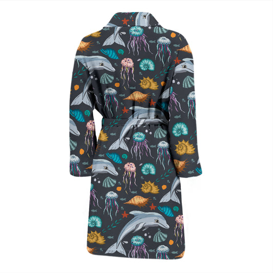 Underwater Dolphin Print Design LKS304 Men Bathrobe