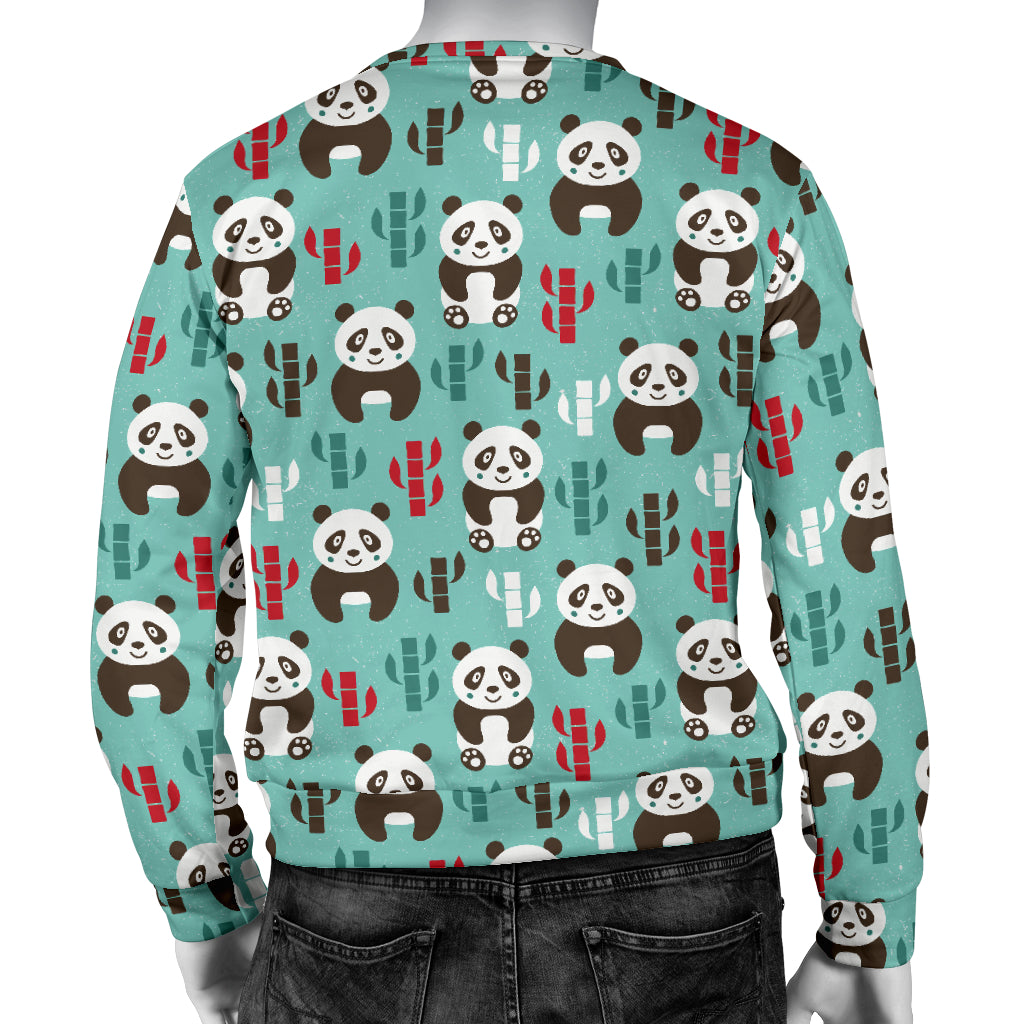 Panda Bear Cute Themed Print Men Long Sleeve Sweatshirt
