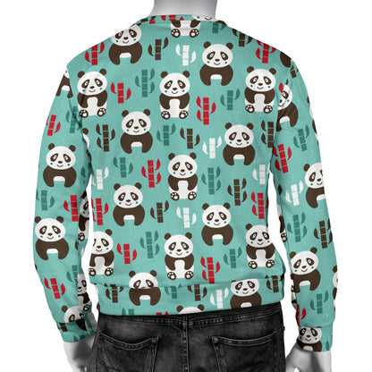 Panda Bear Cute Themed Print Men Long Sleeve Sweatshirt