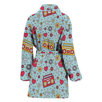 Hippie Print Design LKS307 Women Bathrobe