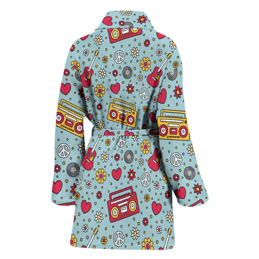 Hippie Print Design LKS307 Women Bathrobe