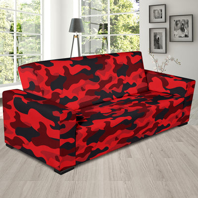 Camo Red Pattern Print Design 03 Sofa Slipcover