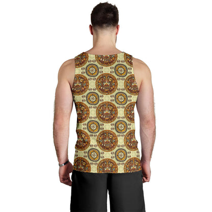 Calendar Aztec Themed Print Pattern Men Tank Top