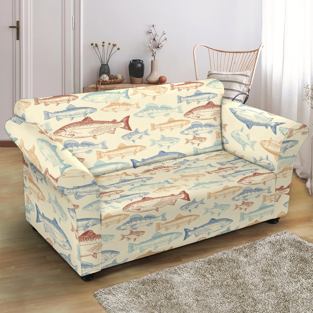 Salmon Fish Print Design LKS302 Loveseat Couch Slipcover
