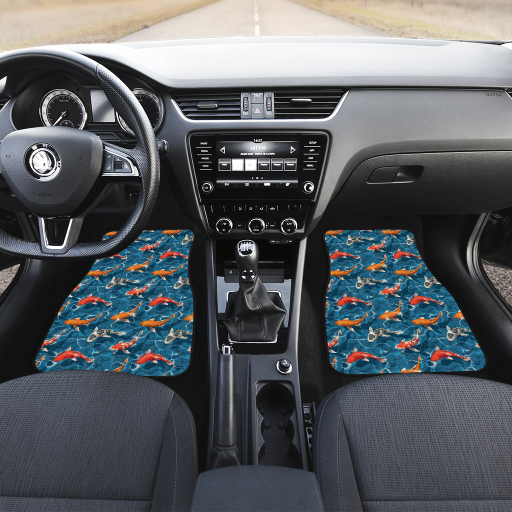 Koi Carp Water Design Themed Print Car Floor Mats Front Back