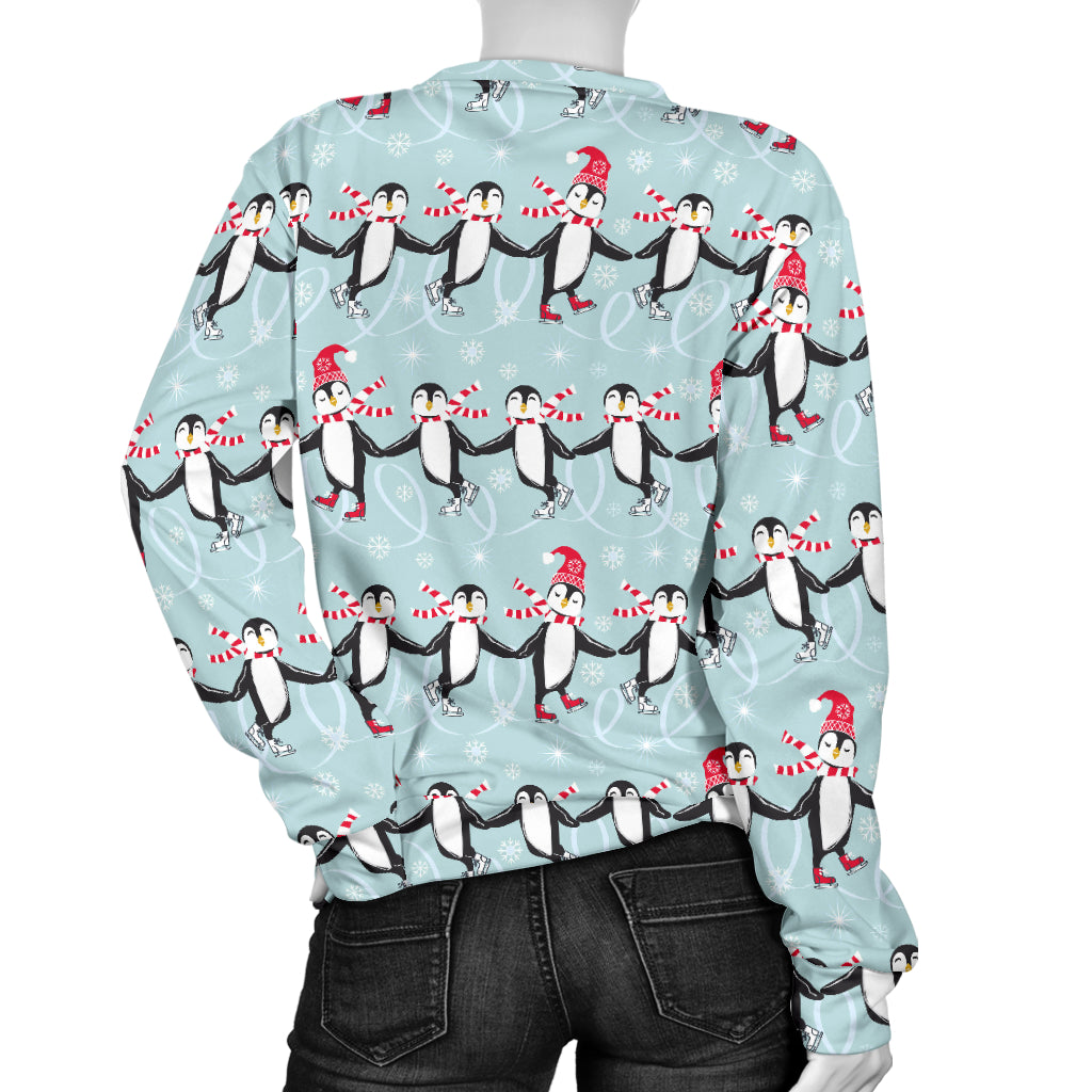 Penguin Sking Design Women Long Sleeve Sweatshirt