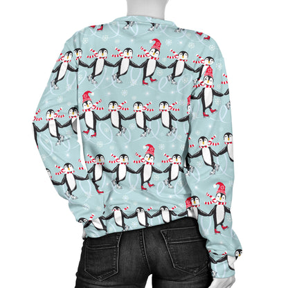 Penguin Sking Design Women Long Sleeve Sweatshirt