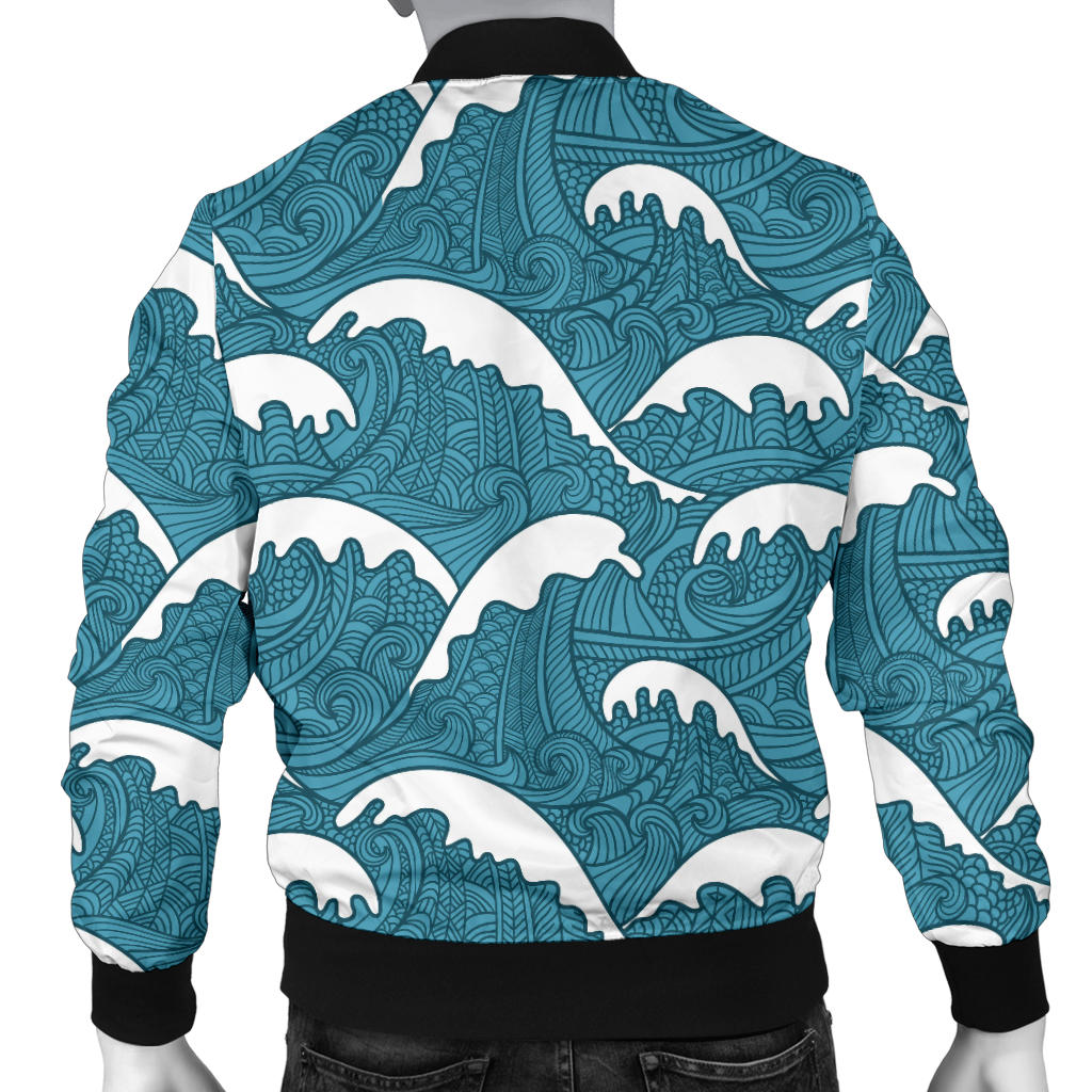 Surf Wave Tribal Design Men Bomber Jacket