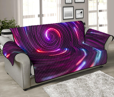 Vortex Twist Swirl Purple Neon Print Sofa Cover Protector