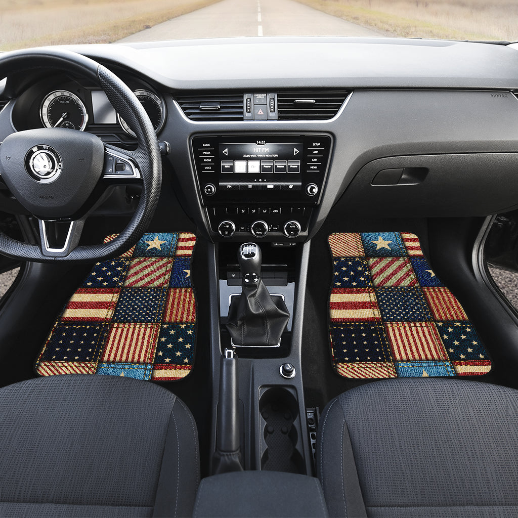 American flag Patchwork Design Car Floor Mats Front Back