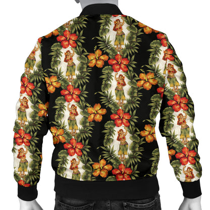 Hawaiian Flower Hula Hibiscus Print Men Bomber Jacket