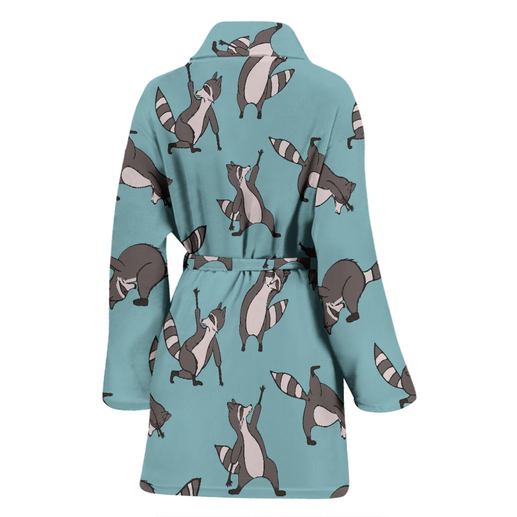 Raccoon Pattern Print Design A07 Women Bathrobe