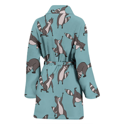 Raccoon Pattern Print Design A07 Women Bathrobe