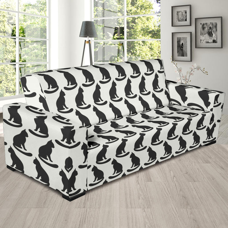 Black Cat Pattern Print Design 02 Sofa Slipcover