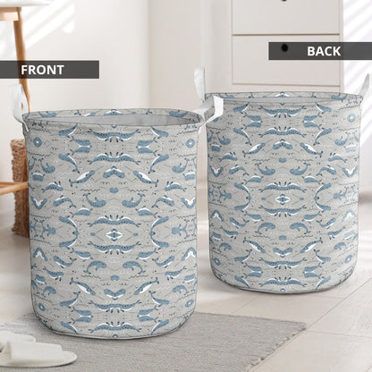 Narwhal Pattern Print Laundry Basket