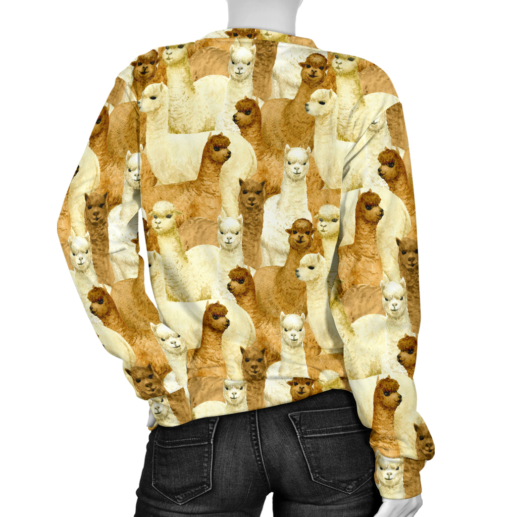 Alpaca Watercolor Design Themed Print Women Long Sleeve Sweatshirt