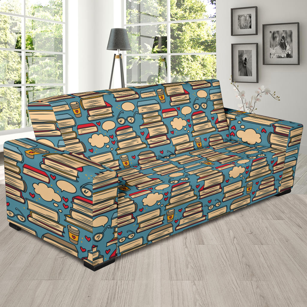 Book Pattern Print Design 03 Sofa Slipcover