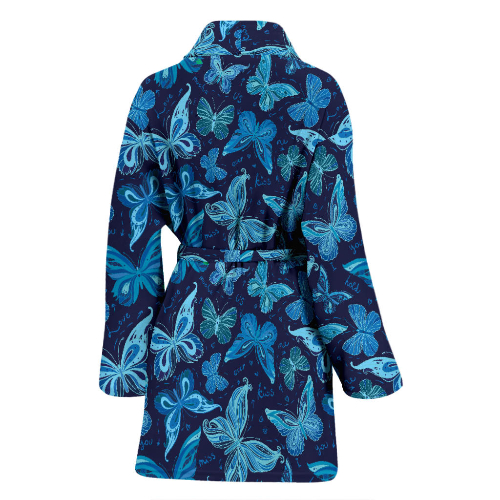 Butterfly Pattern Print Design 03 Women Bathrobe