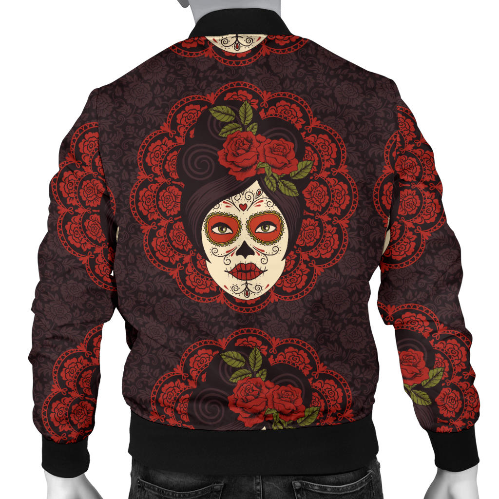 Day of the Dead Mexican Girl Men Bomber Jacket