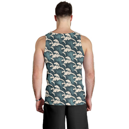 Wave Art Print Men Tank Top
