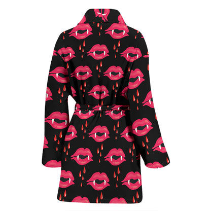 Vampire Lips Print Design LKS303 Women Bathrobe