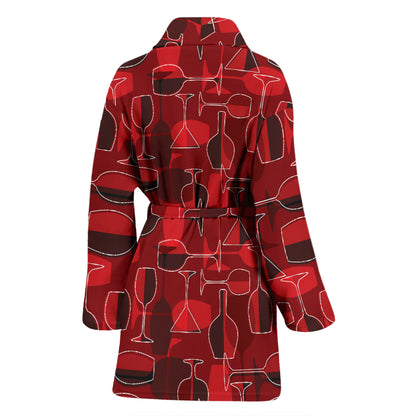Wine Glass Print Design LKS301 Women Bathrobe