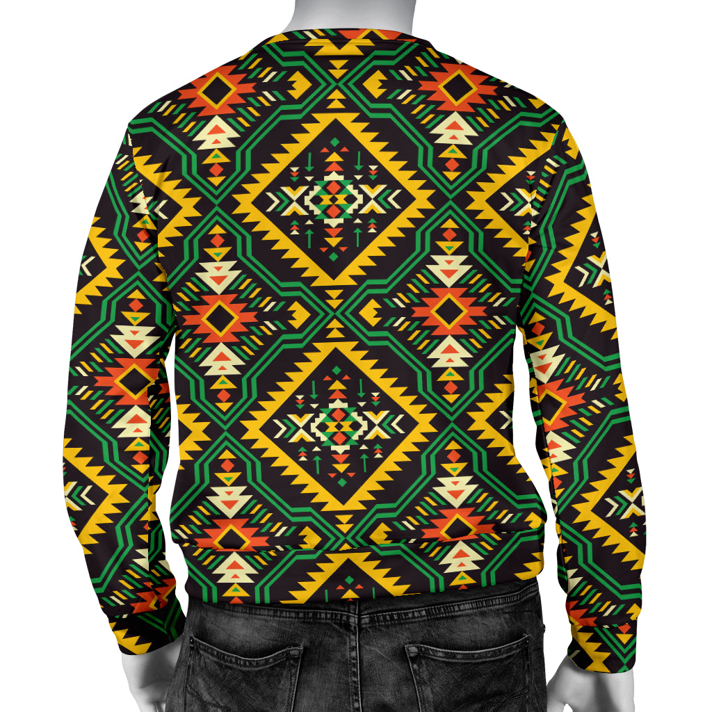 Kente Green Design African Print Men Long Sleeve Sweatshirt