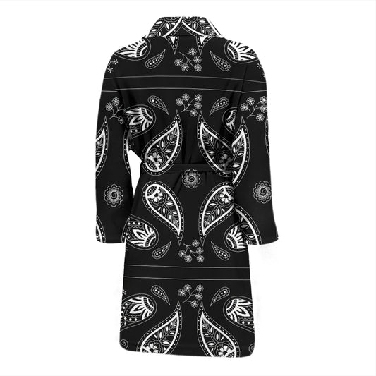 Bandana Paisley Black Print Design LKS308 Men Bathrobe