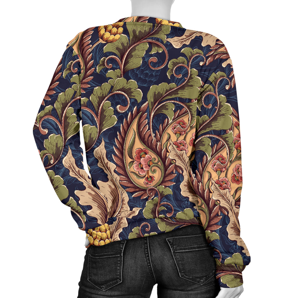 Floral Vintage Classic Print Women Long Sleeve Sweatshirt