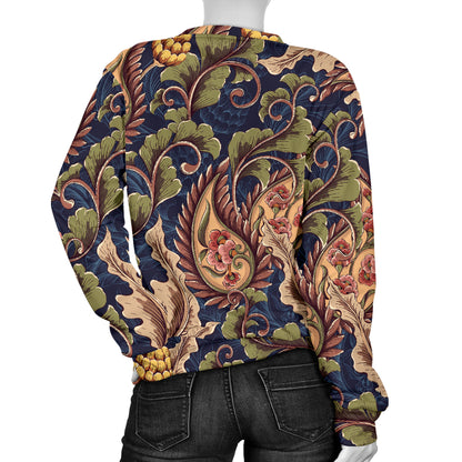 Floral Vintage Classic Print Women Long Sleeve Sweatshirt