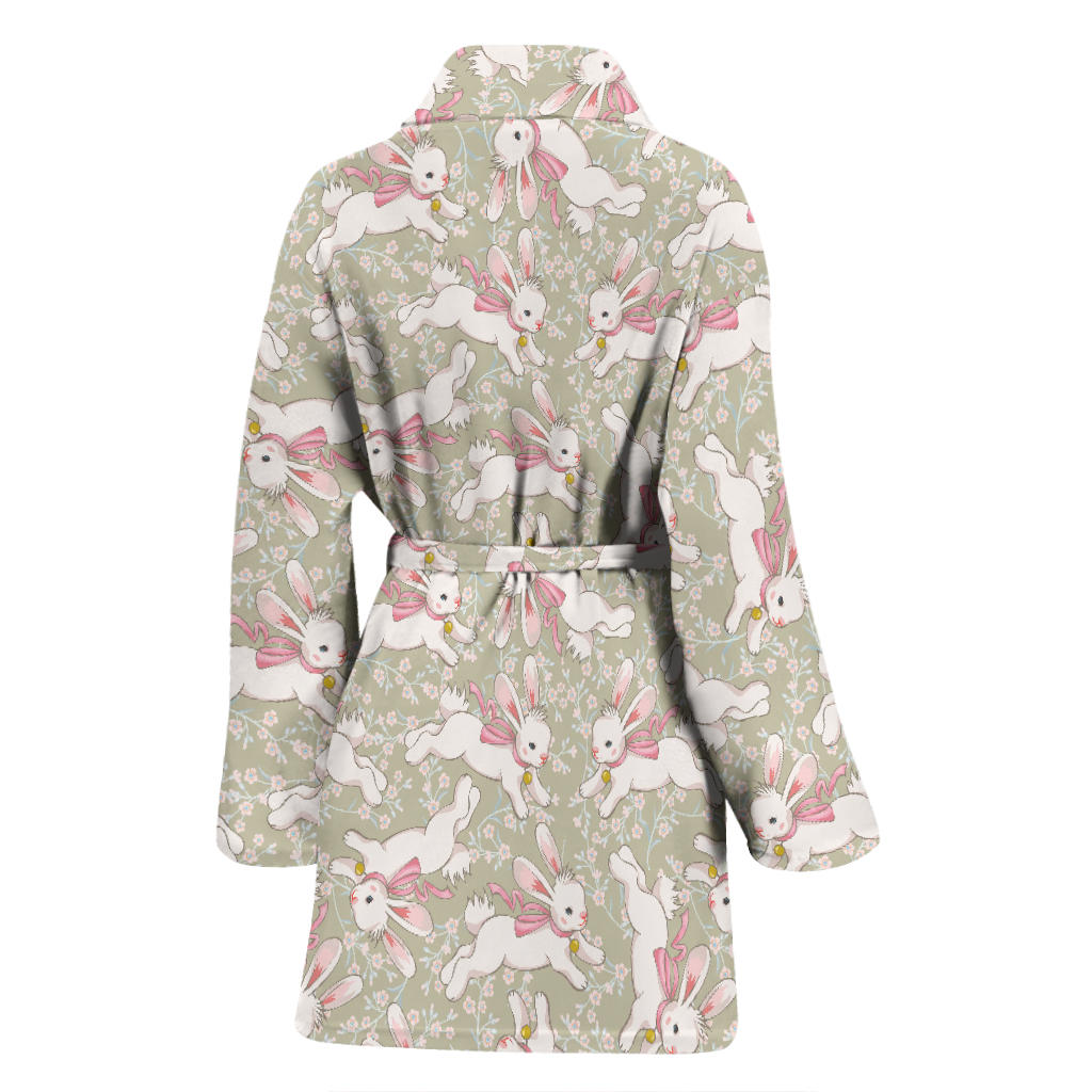 Bunny Pattern Print Design 06 Women Bathrobe