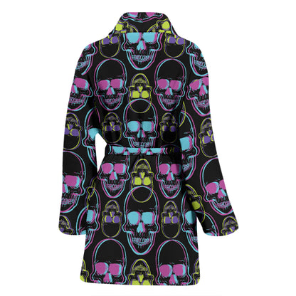 Skull 3D Colorful Print Design LKS309 Women Bathrobe