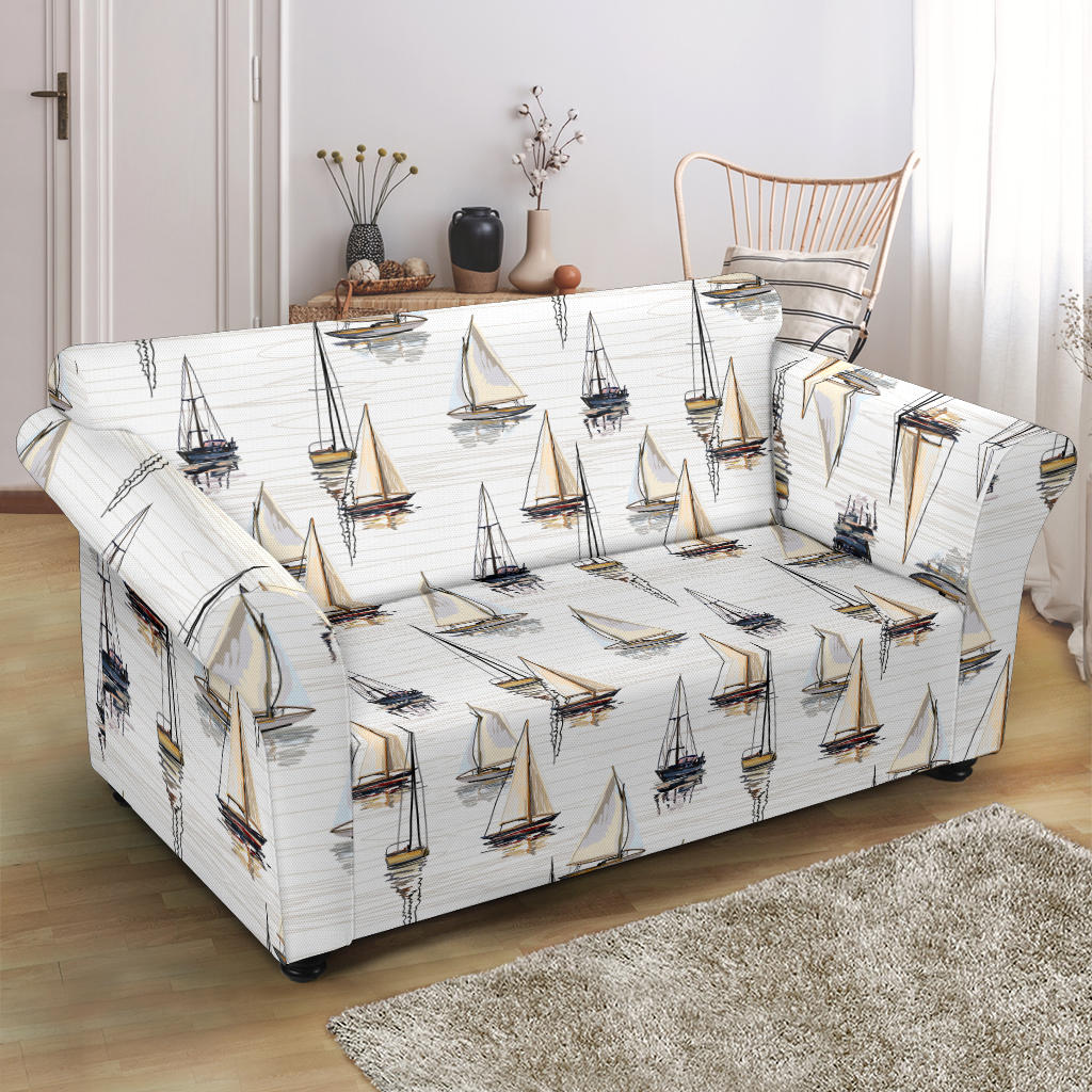Sailboat Paint Pattern Print Design LKS307 Loveseat Couch Slipcover