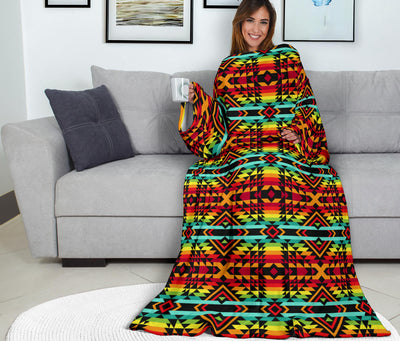 Kente Red Design African Print Adult Sleeve Blanket