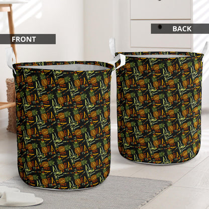 Aloha Hawaii Time Design Themed Print Laundry Basket