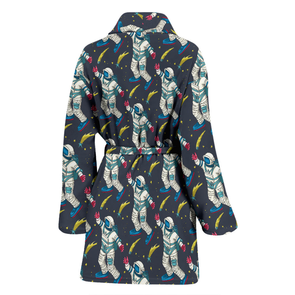 Astronaut Pattern Print Design 04 Women Bathrobe