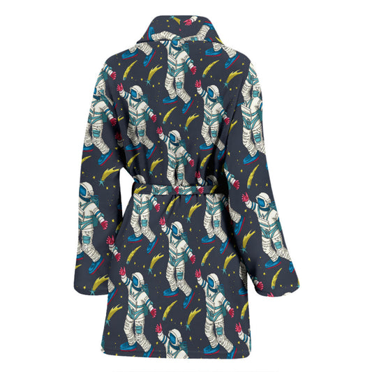 Astronaut Pattern Print Design 04 Women Bathrobe