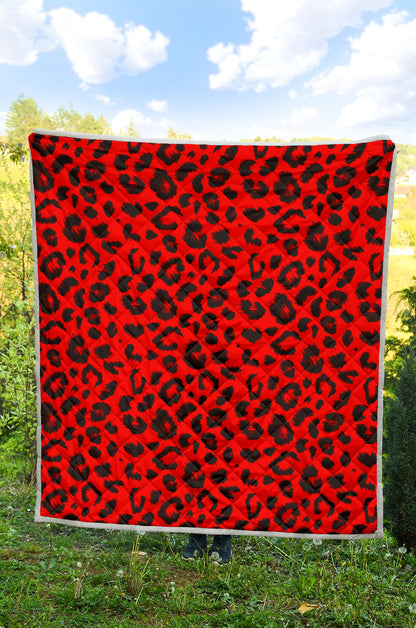 Leopard Red Skin Print Quilt Bedspread
