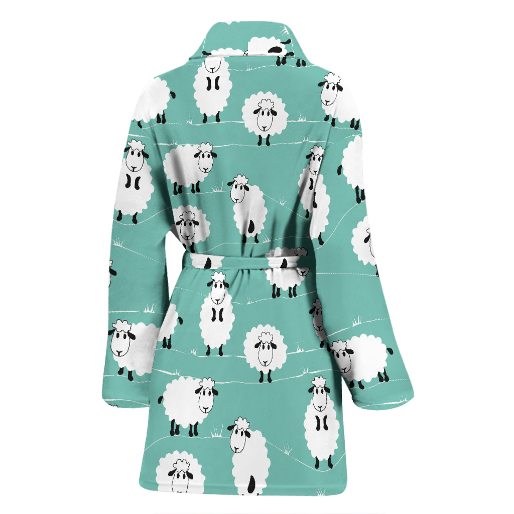 Sheep Print Design LKS404 Women Bathrobe