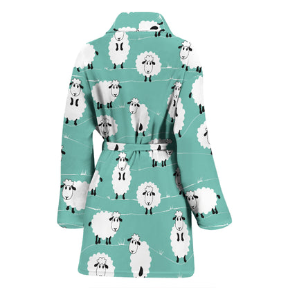 Sheep Print Design LKS404 Women Bathrobe